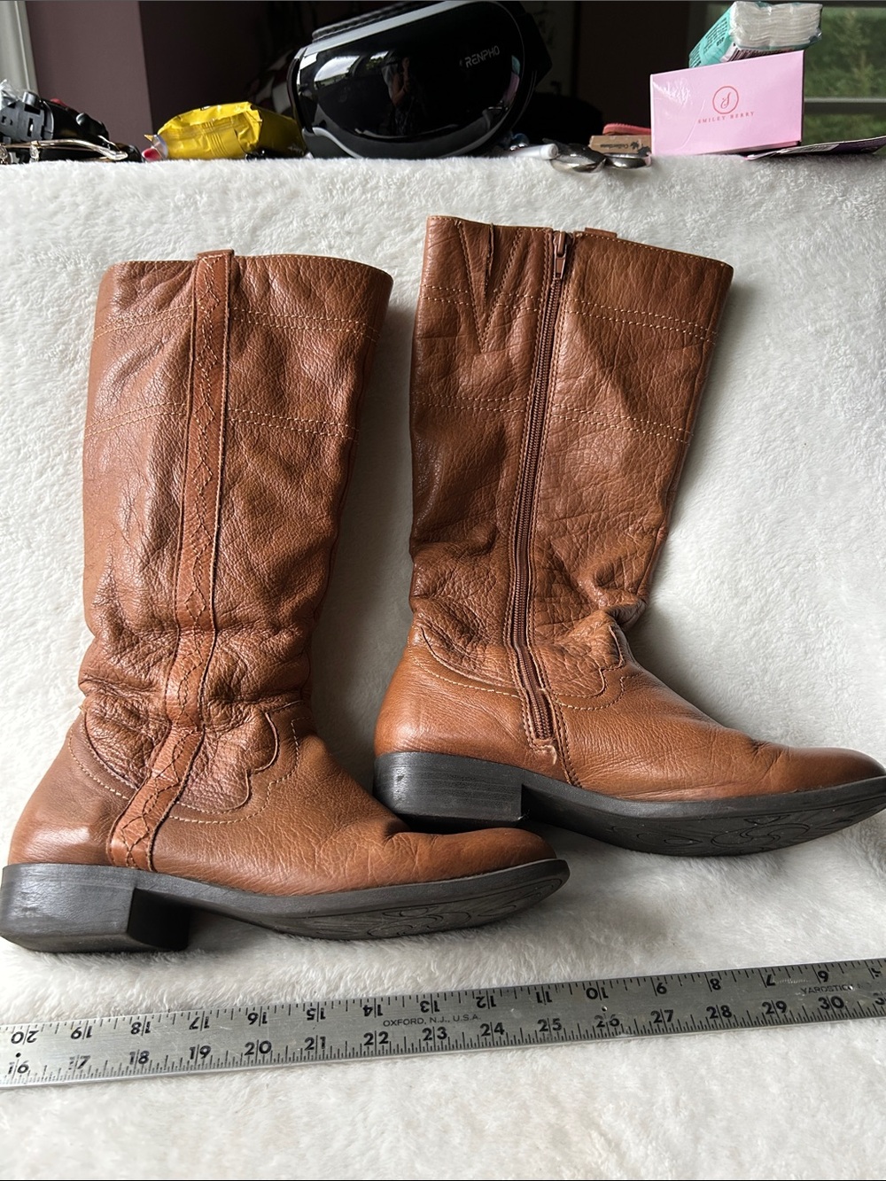 White mountain Classic Brown genuine Leather Women's Mid-Calf Boots size 8 M